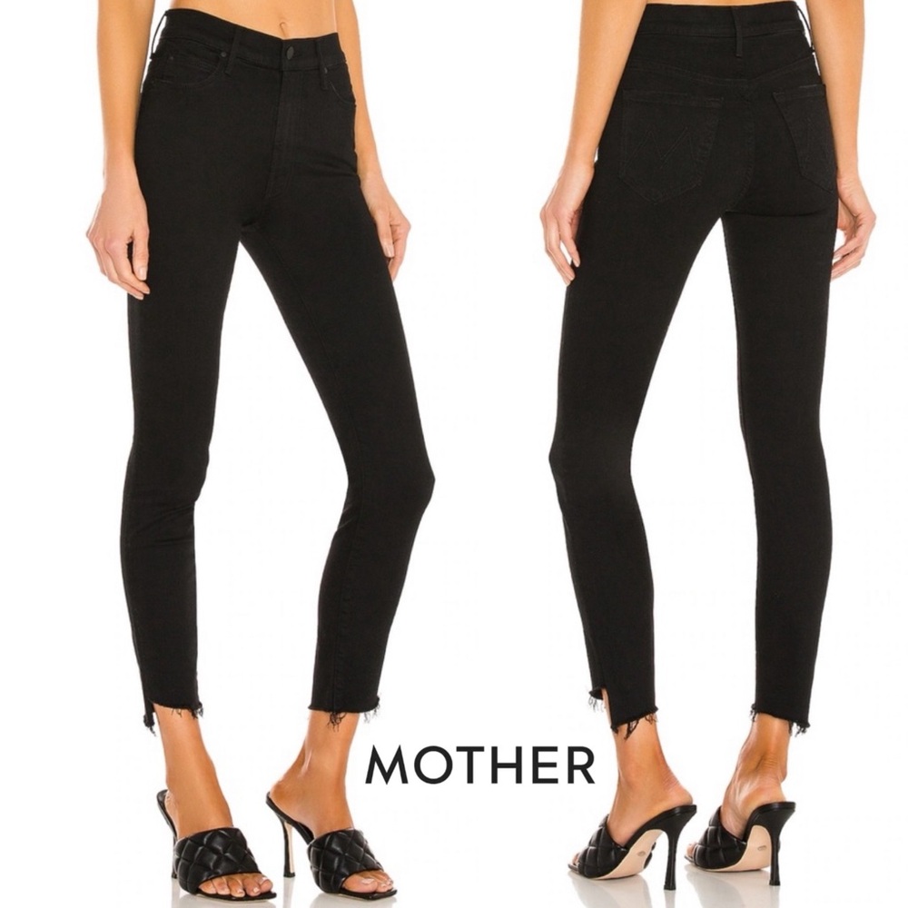 Mother The Stunner Zip Ankle Step Fray Not Guilty Jeans Size 24 Washed Black